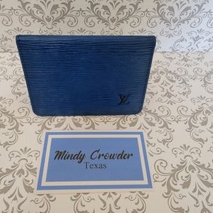 Louis Vuitton Blue Epi Card Case - Authentic